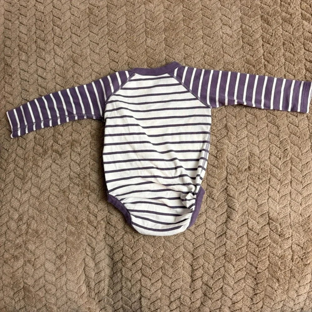 Hanna Andersson Kimono Bodysuit 75 Purple Striped Organic Cotton Long Sleeve